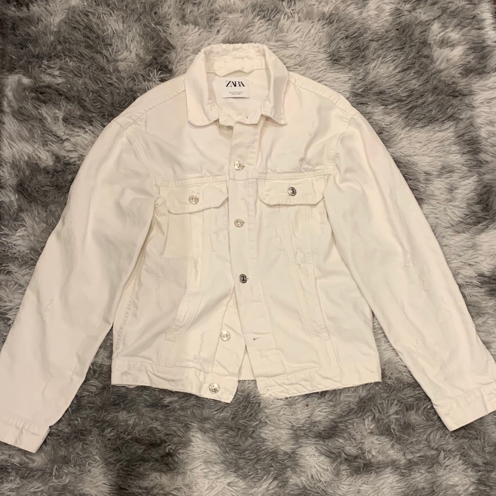Oversized destroyed denim jacket